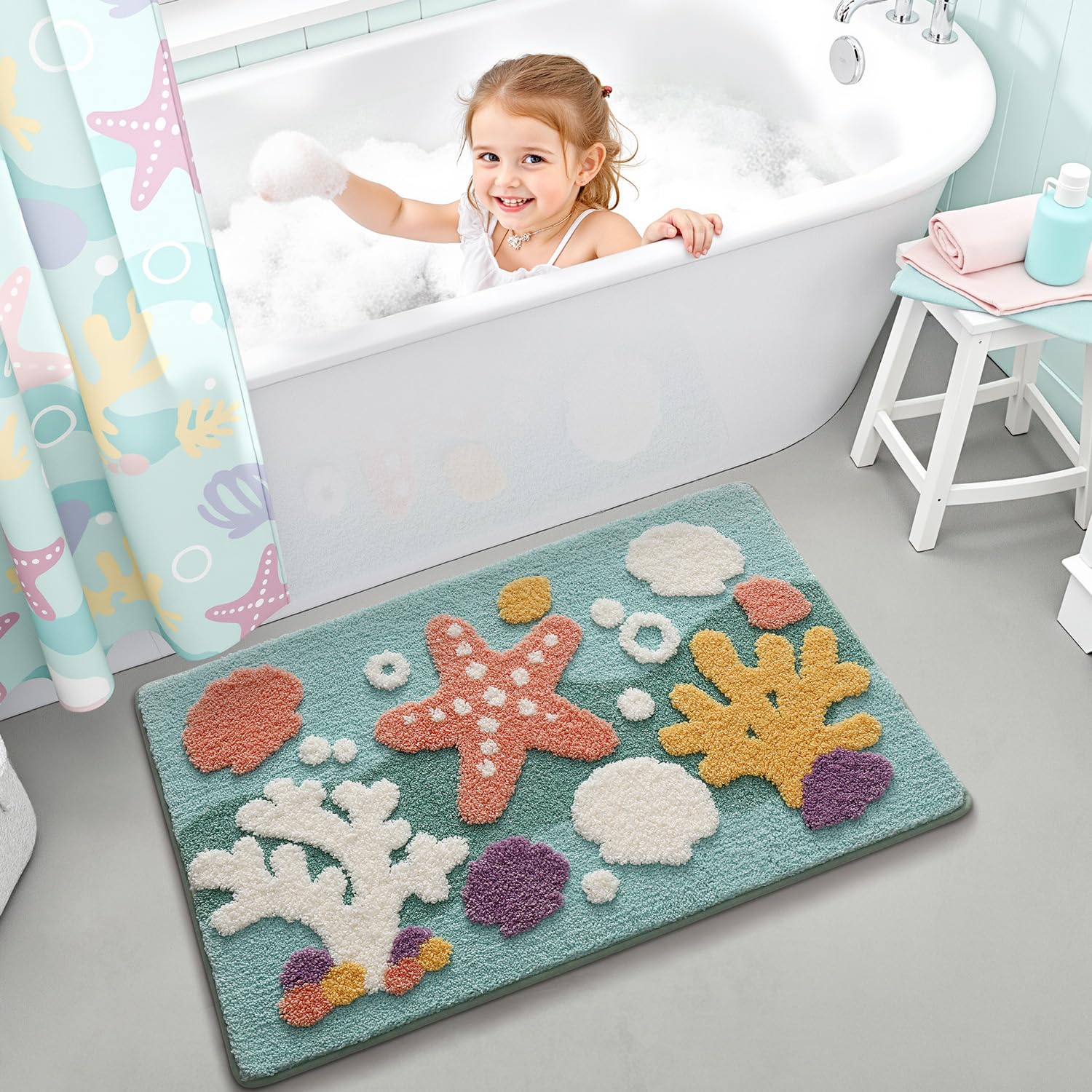 LUMI Bath mats for Bathroom, Non Slip Absorbent Soft Bath Mat, Washable Low Profile Bathroom Rug, Ideal for Shower, Tub, 20"x32" - Image 4