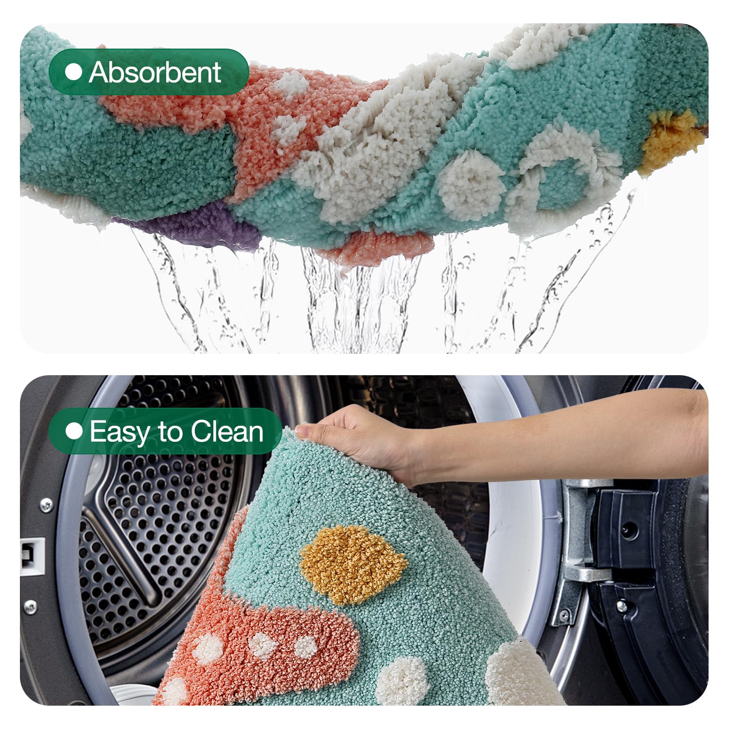 LUMI Bath mats for Bathroom, Non Slip Absorbent Soft Bath Mat, Washable Low Profile Bathroom Rug, Ideal for Shower, Tub, 20"x32" - Image 8