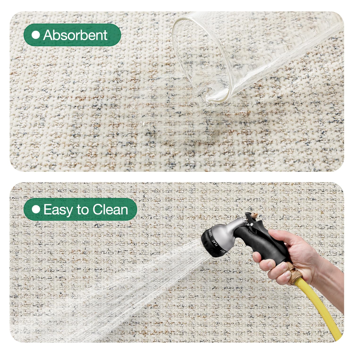 LUMI Bathroom Rugs, 16"x24" Ultra Thin Non Slip Absorbent Bath Mat, Low Pile Washable Microfiber Bath Rug for Bathtub, Shower, Bathroom Floor, Sink, Home Decor Accessories, Beige - Image 5