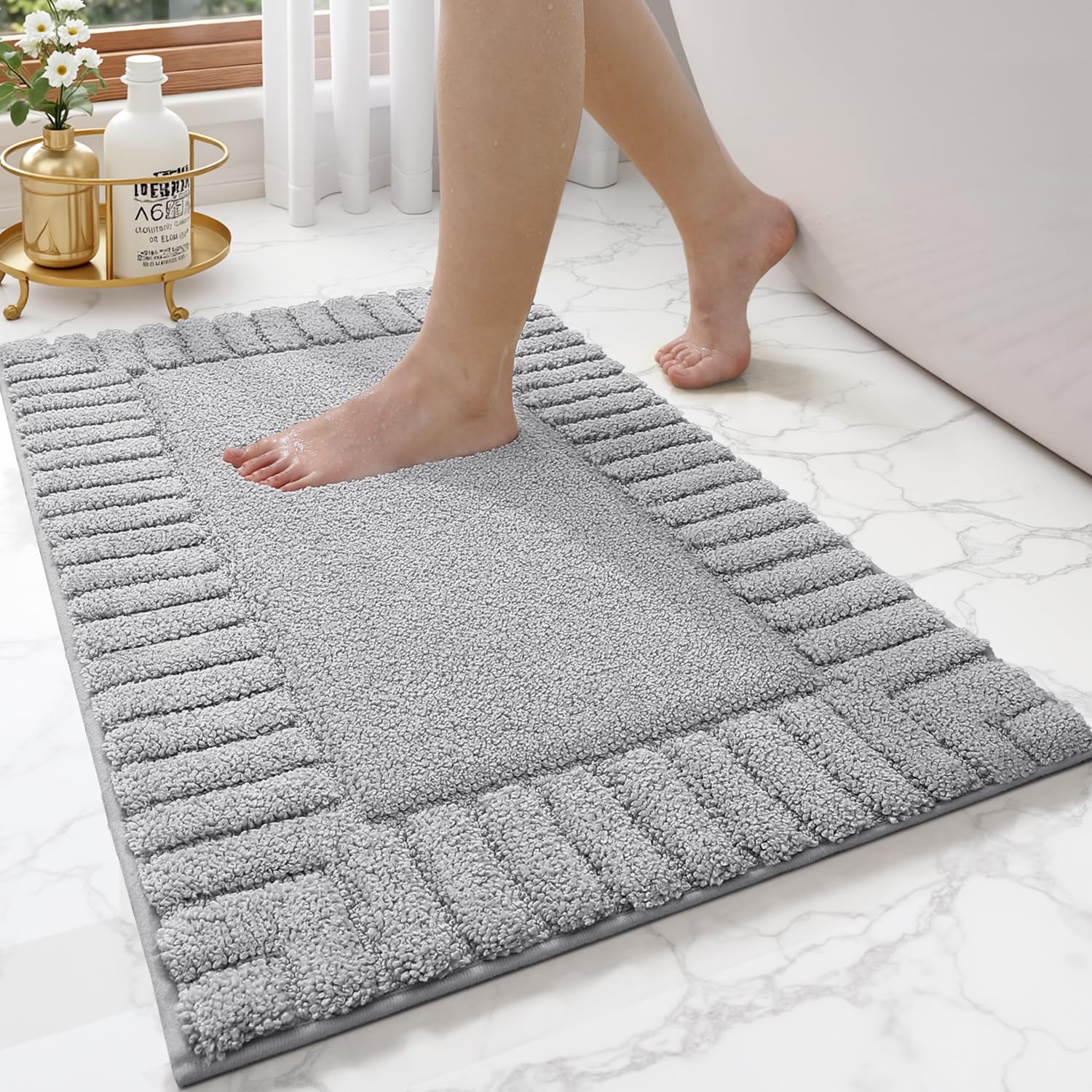 LUMI Bathroom Rugs Non Slip with Rubber Backing, Extra Soft Plush Microfiber Bath Rug Absorbent, 24"x43" - Image 8
