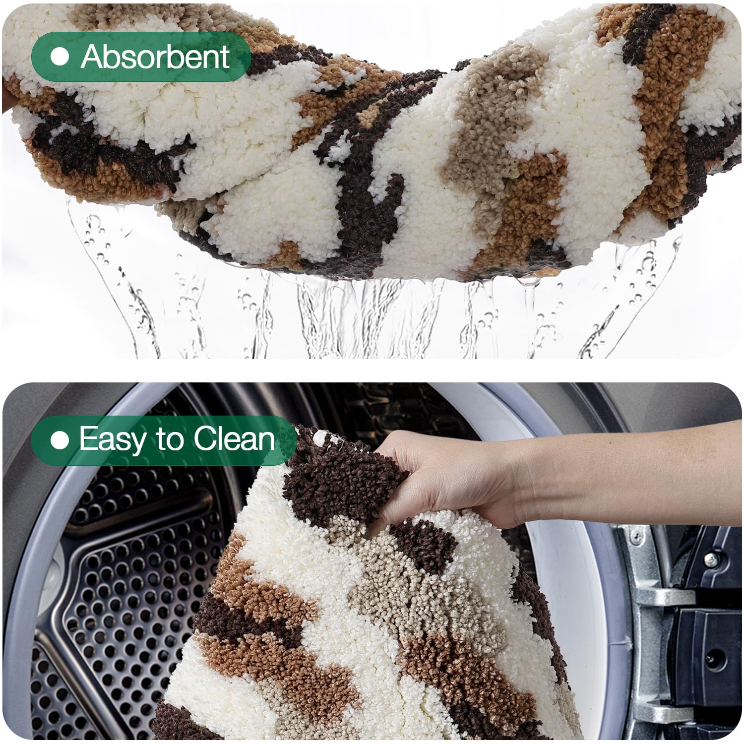 LUMI Bathroom Rugs, Soft Absorbent Bath Mat for Modern Home Decor, Non-Slip Quick-Dry Bath Rug, Machine Washable Floor Mat for Shower and Tub, Entryway, 20"x32", Brown - Image 7