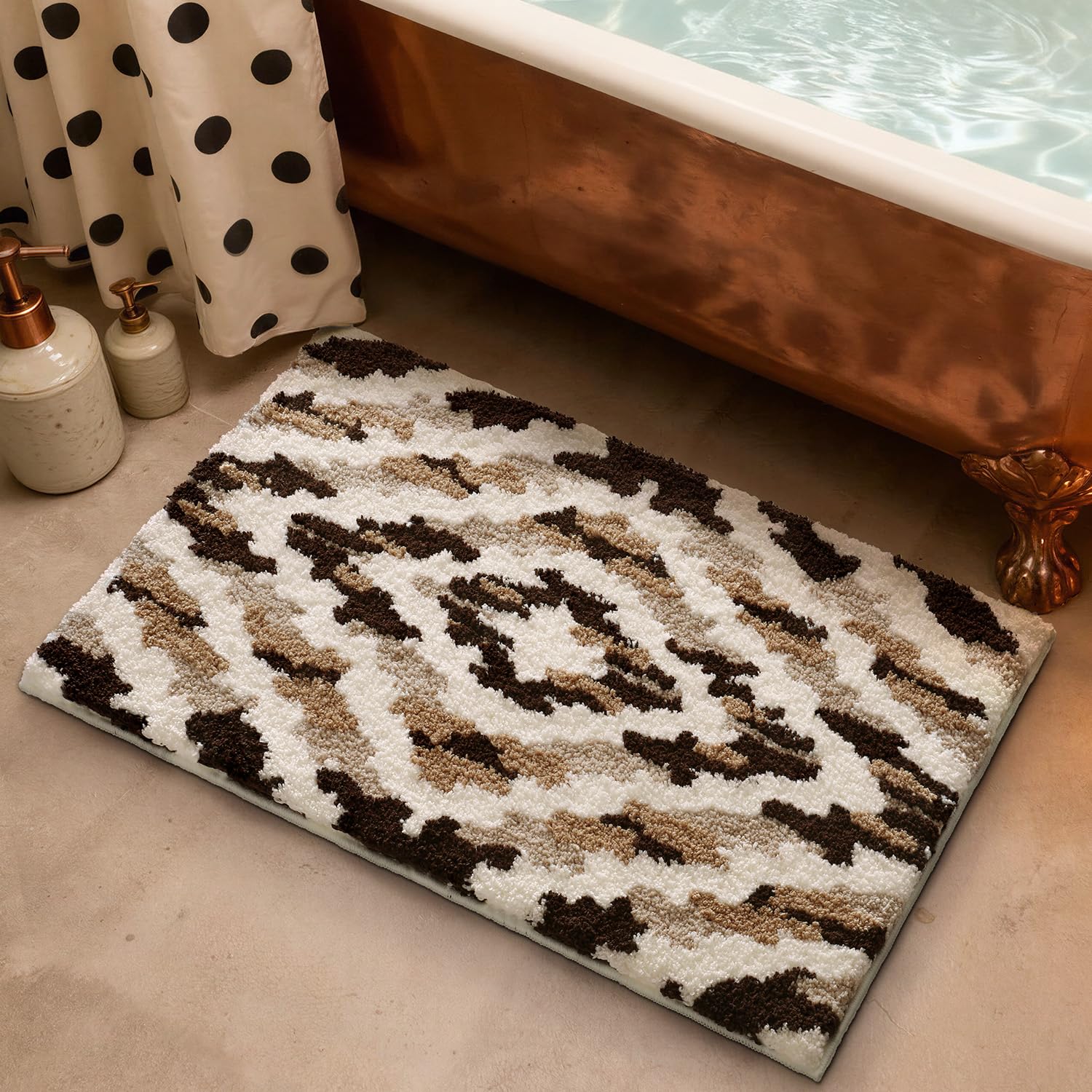 LUMI Bathroom Rugs, Soft Absorbent Bath Mat for Modern Home Decor, Non-Slip Quick-Dry Bath Rug, Machine Washable Floor Mat for Shower and Tub, Entryway, 20"x32", Brown - Image 8