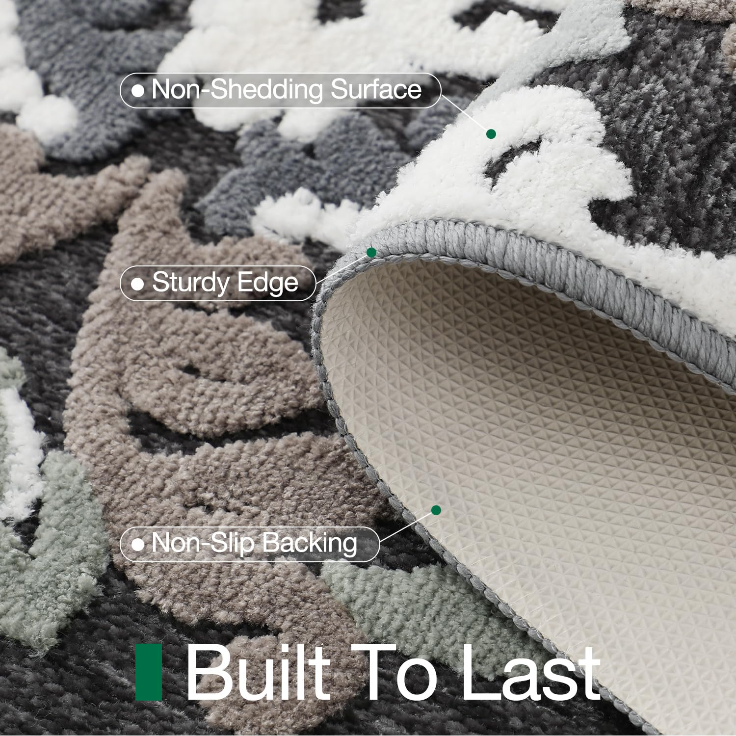 LUMI Indoor Door Mat for Entrance 17x30, Luxury Front Doormat with Non-Slip Latex Rubber Backing, Soft Washable Dirt Trapper, Flower Bliss (Folded Package) - Image 6