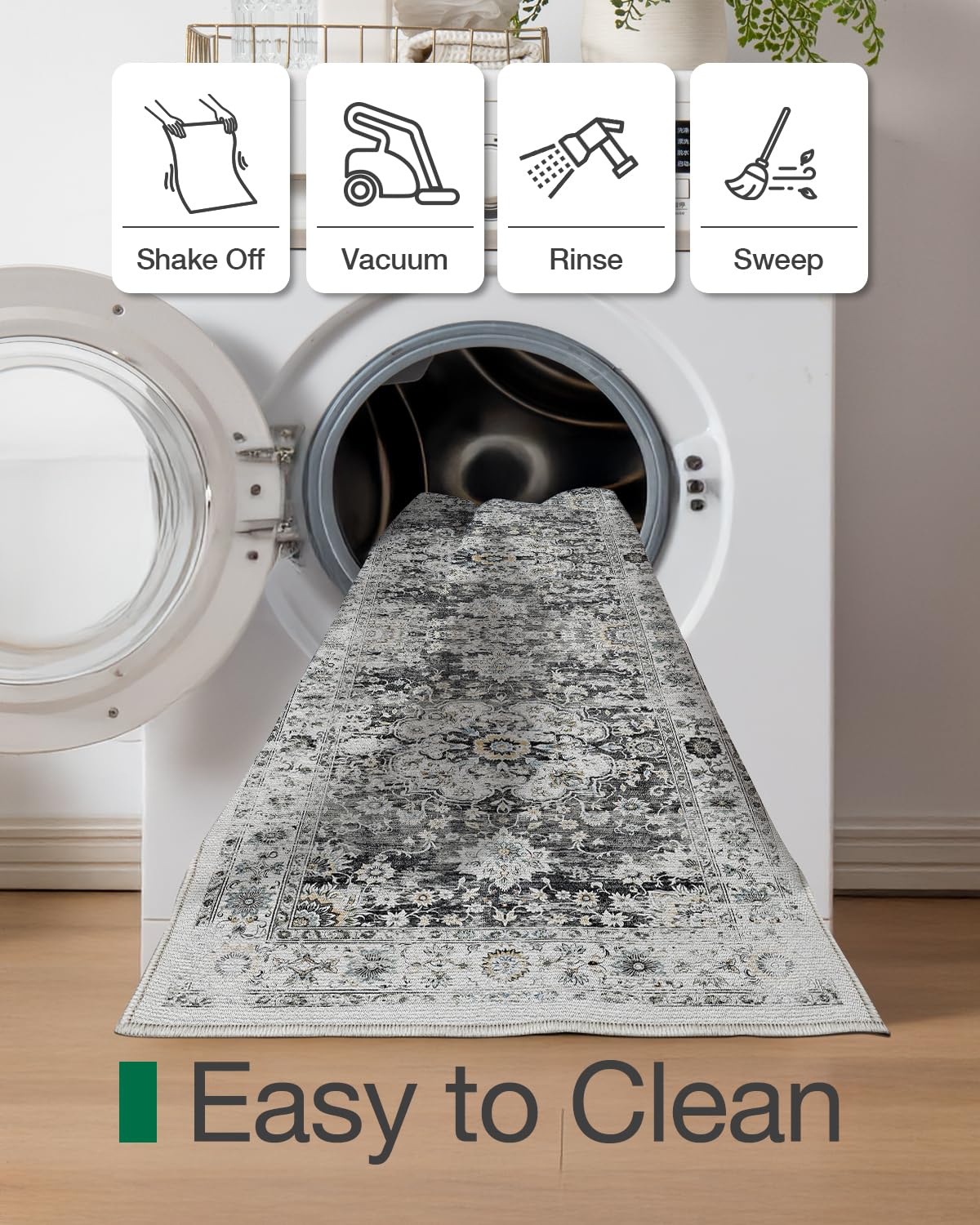 LUMI Kitchen Rug Set of 2, Washable Skin-Friendly Kitchen Floor Mats 2 Piece, Soft Throw Rug, Waterproof Kitchen Carpet Set for Sink and Laundry, Easy-Clean, Dreamy Gray Mist - Image 4