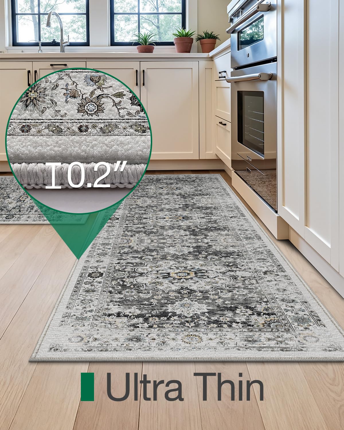 LUMI Kitchen Rug Set of 2, Washable Skin-Friendly Kitchen Floor Mats 2 Piece, Soft Throw Rug, Waterproof Kitchen Carpet Set for Sink and Laundry, Easy-Clean, Dreamy Gray Mist - Image 5