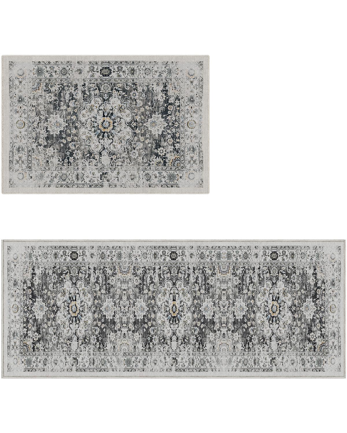 LUMI Kitchen Rug Set of 2, Washable Skin-Friendly Kitchen Floor Mats 2 Piece, Soft Throw Rug, Waterproof Kitchen Carpet Set for Sink and Laundry, Easy-Clean, Dreamy Gray Mist - Image 9