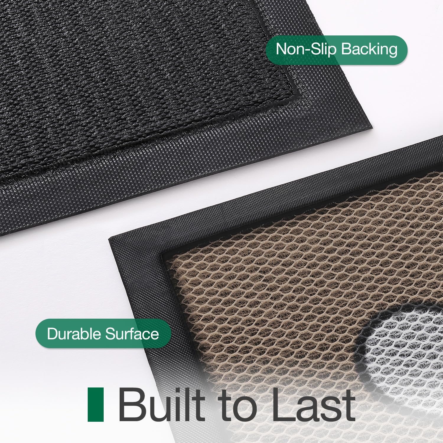 LUMI Outside Welcome Door Mat 17x30, Non Slip Durable Rubber Entrance Doormat, Low Profile Easy Clean Mats for Front Back Door Entryway Porch Garage, Bee Happy - Image 8