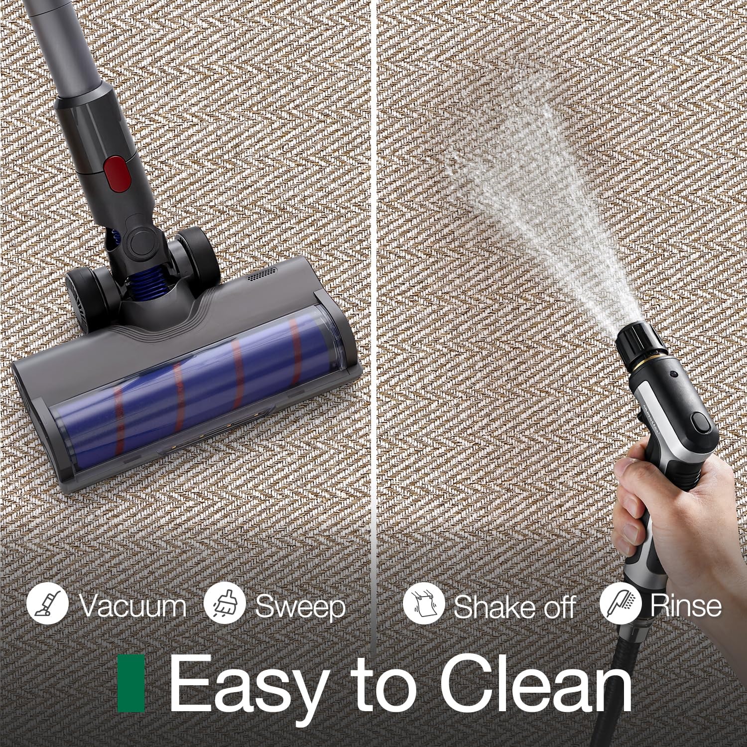 LUMI Ultra Thin Indoor Door Mat for Entrance 17"x30", Non Slip Entryway Mat, Low Profile Doormat, Unique Herringbone Design Carpet for Inside, Patio, Porch, Beige - Image 7