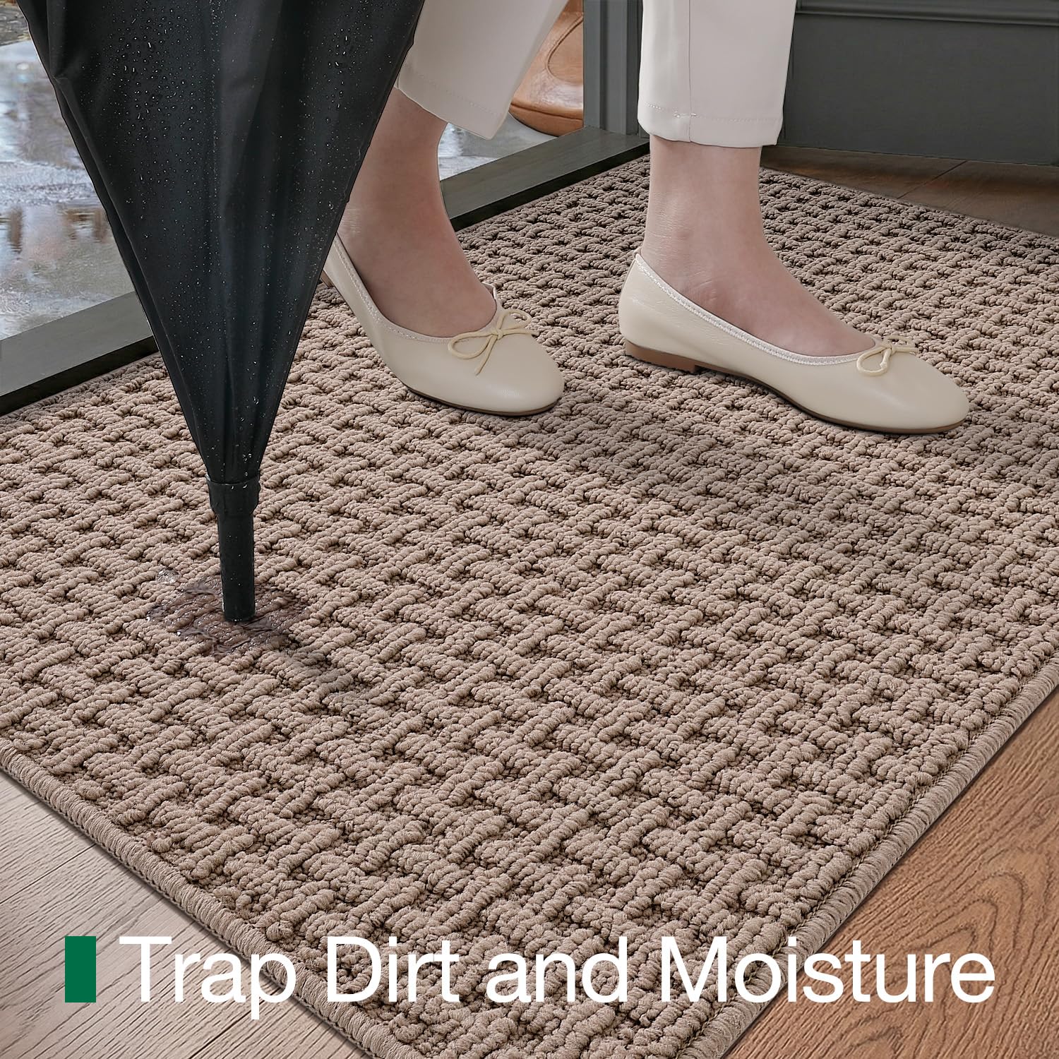 LUMI Washable Door Mat Indoor Entrance 32x48, Dirt Trapper Front Door Mats with Absorbent Interior and Non-Slip Rubber Backing, Entryway Doormat, Beige - Image 4