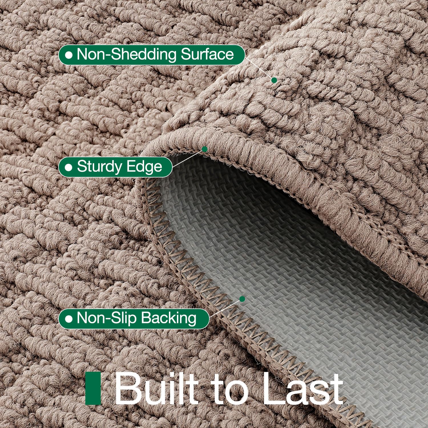 LUMI Washable Door Mat Indoor Entrance 32x48, Dirt Trapper Front Door Mats with Absorbent Interior and Non-Slip Rubber Backing, Entryway Doormat, Beige - Image 6