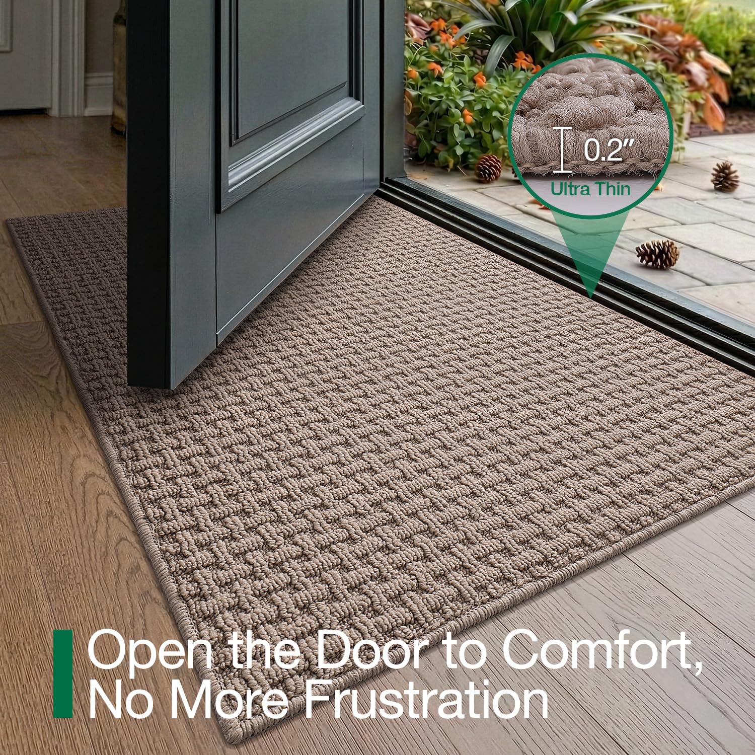 LUMI Washable Door Mat Indoor Entrance 32x48, Dirt Trapper Front Door Mats with Absorbent Interior and Non-Slip Rubber Backing, Entryway Doormat, Beige - Image 7