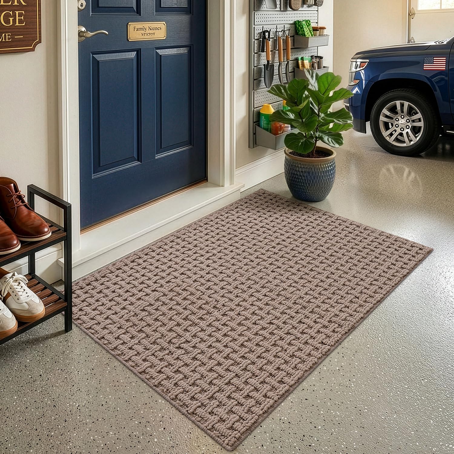 LUMI Washable Door Mat Indoor Entrance 32x48, Dirt Trapper Front Door Mats with Absorbent Interior and Non-Slip Rubber Backing, Entryway Doormat, Beige - Image 9